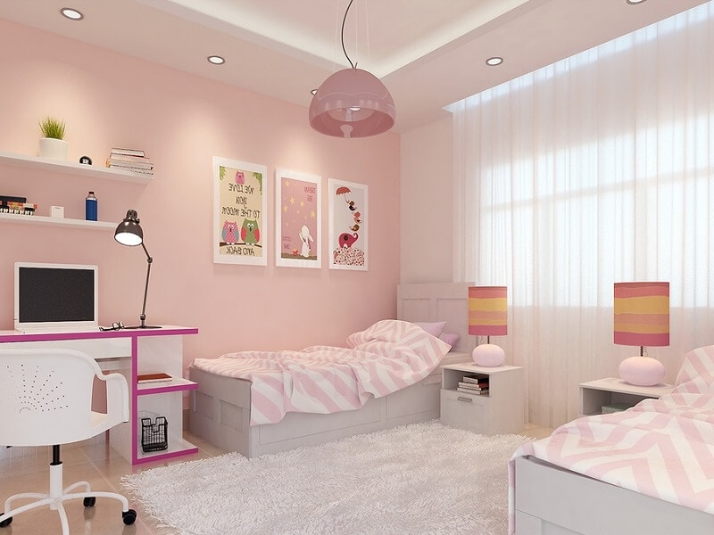 Trang trí phòng ngủ màu hồng