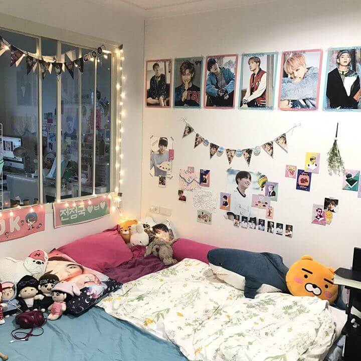 trang trí phòng ngủ kiểu Hàn Quốc cute