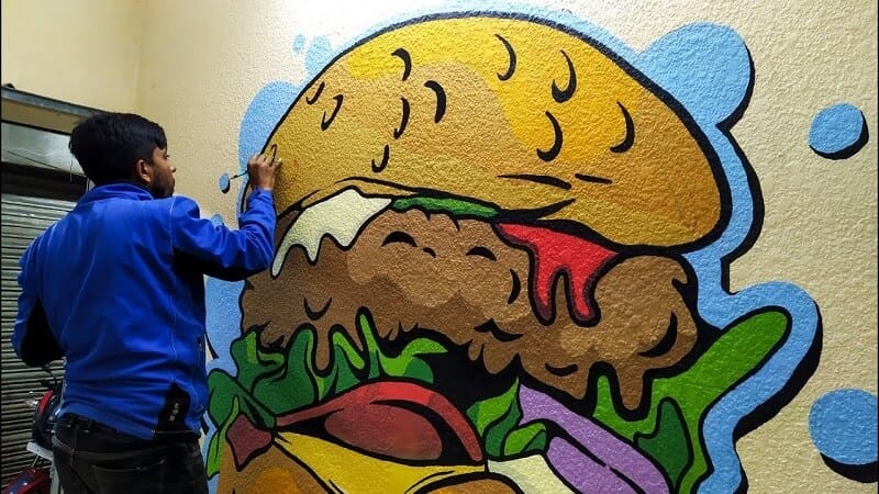 vẽ tranh tường nhà hàng đẹp