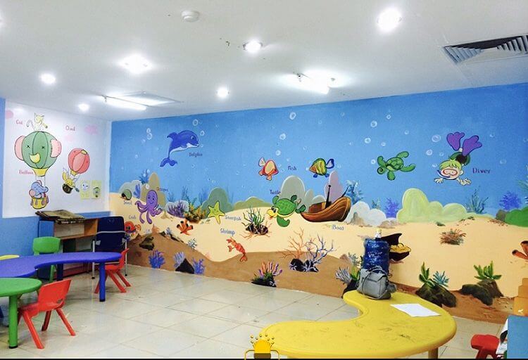 Vẽ tranh tường Mỹ Thuật Sen Việt 9 Ý Tưởng Trang Trí Trung Tâm Tiếng Anh Ấn Tượng-Hiện Đại 12 trang trí trung tâm tiếng anh