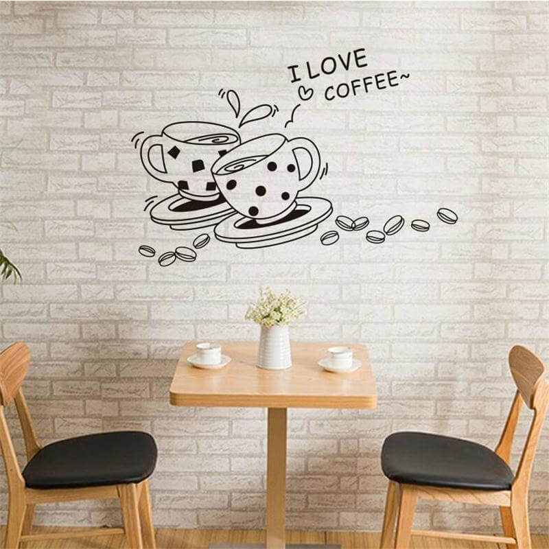 black coffee cup wall sticker for kicthen vẽ tranh tường Mỹ Thuật Sen Việt