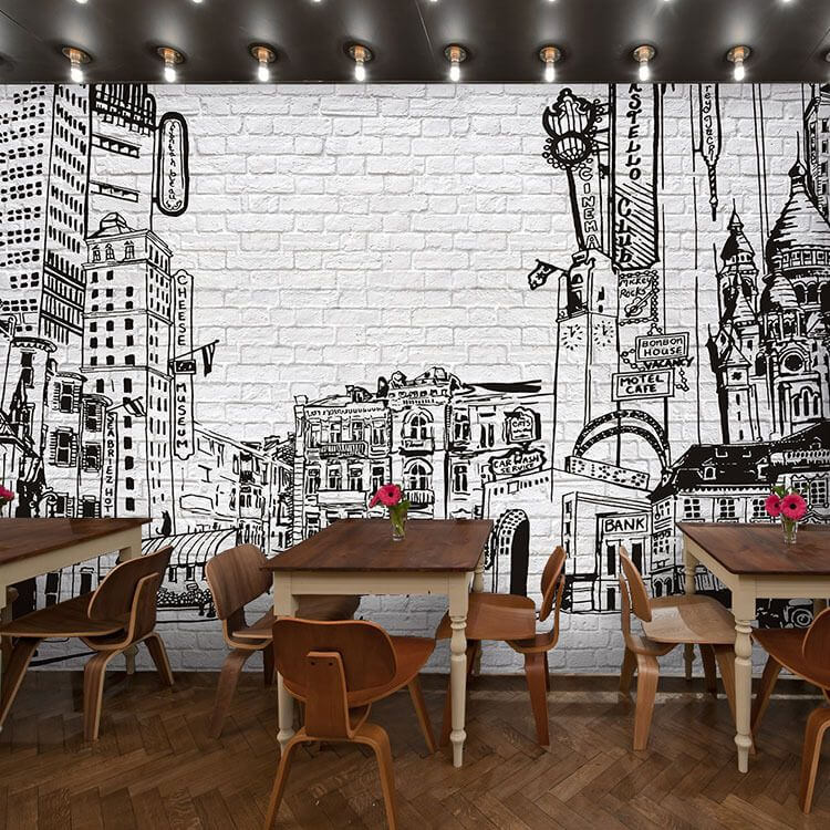 Vẽ tranh tường Mỹ Thuật Sen Việt 50 Mẫu Vẽ Tranh Tường Quán Cafe Theo 5 Chủ Đề Hot Nhất 57 vẽ tranh tường đen trắng đơn giản