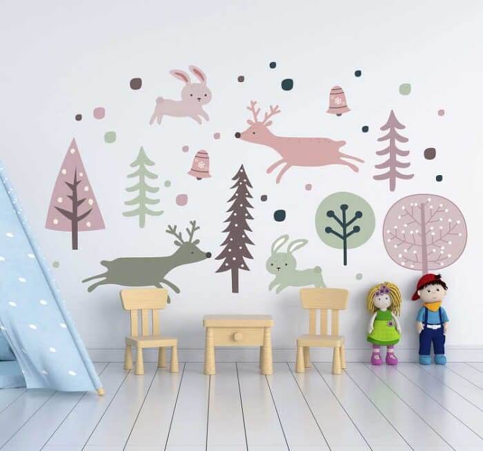 tranh vẽ tường cho bé gái