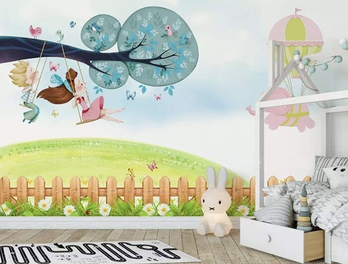 tranh vẽ tường cho bé gái