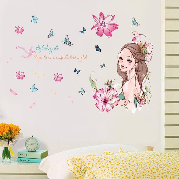 tranh vẽ tường cho bé gái