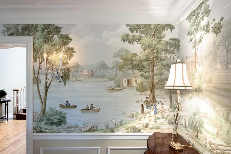 Vẽ tranh tường Mỹ Thuật Sen Việt 30 Mẫu Vẽ Tranh Tường Phòng Khách Đẹp Mắt Ấn Tượng 37 Vẽ tranh tường phòng khách
