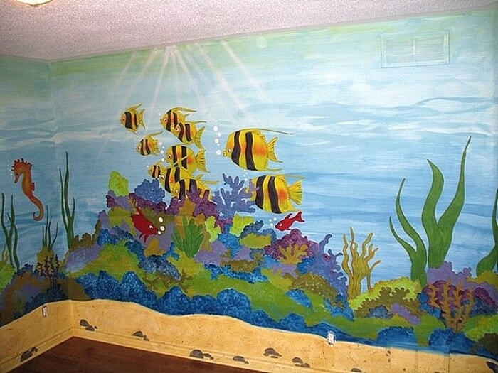 vẽ tranh tường đại dương