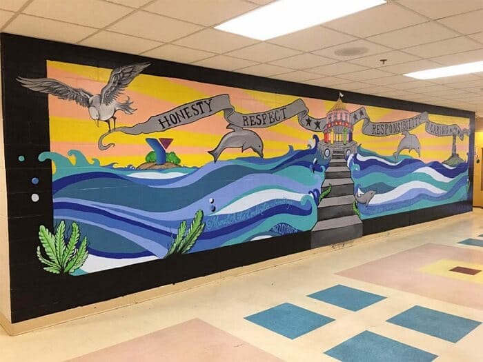 vẽ tranh tường đại dương