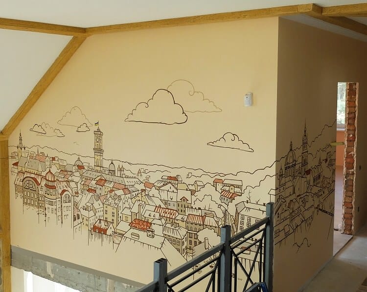 vẽ tranh tường cầu thang