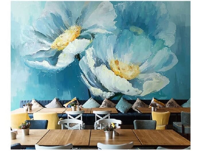 vẽ tranh tường hoa sen