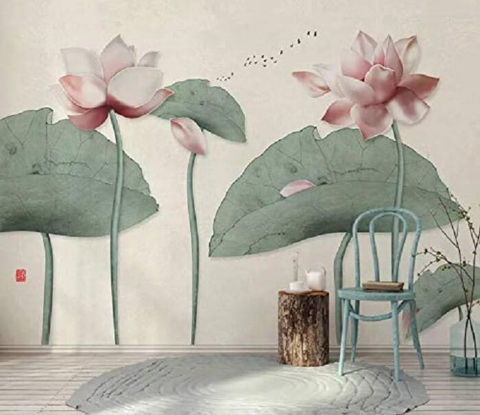 vẽ tranh tường hoa sen