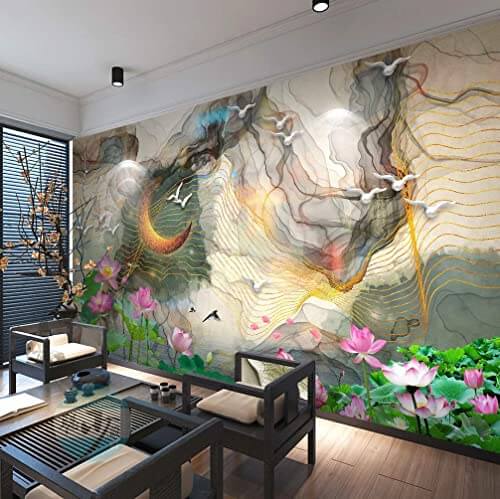 vẽ tranh tường hoa sen