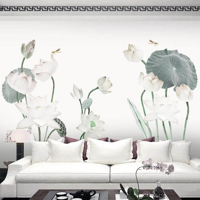 vẽ tranh tường hoa sen