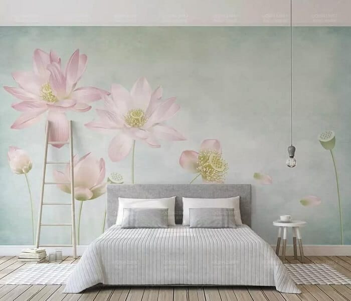 vẽ tranh tường hoa sen