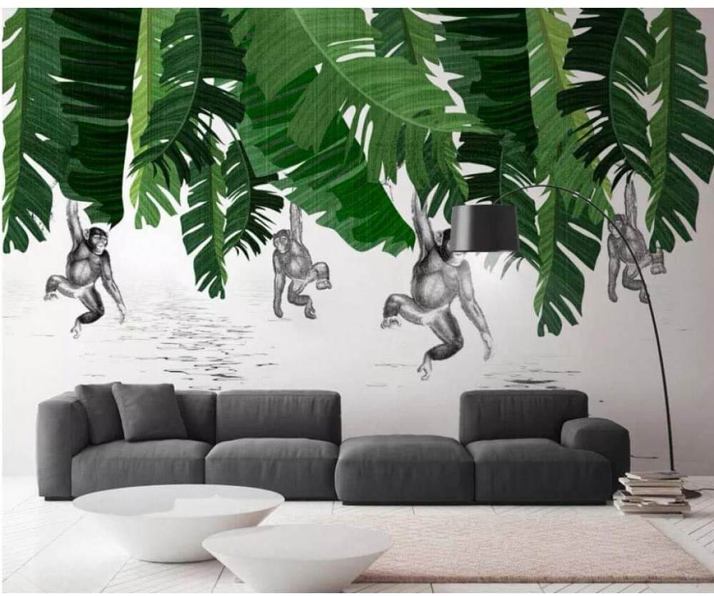 vẽ tranh tường lá chuối