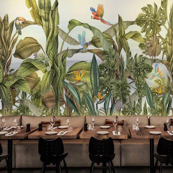 vẽ tranh tường lá chuối