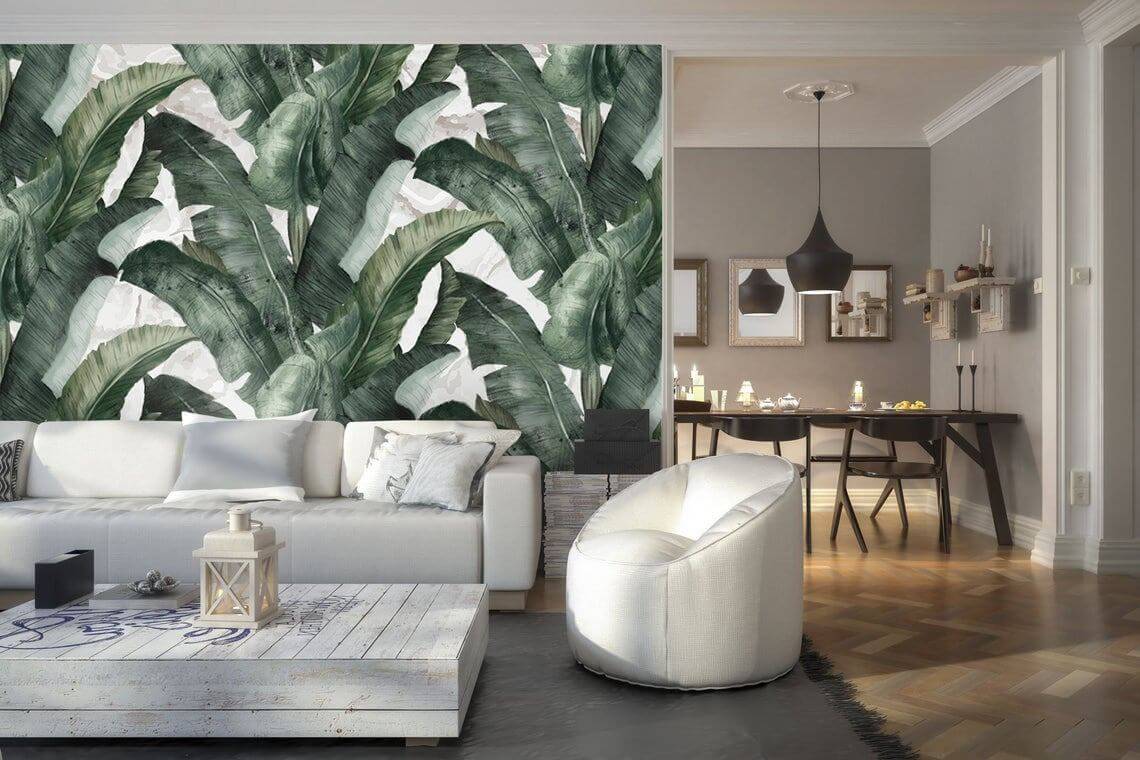 vẽ tranh tường lá chuối