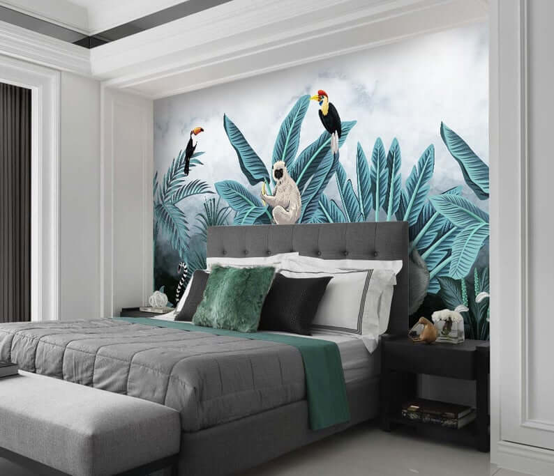 vẽ tranh tường lá chuối