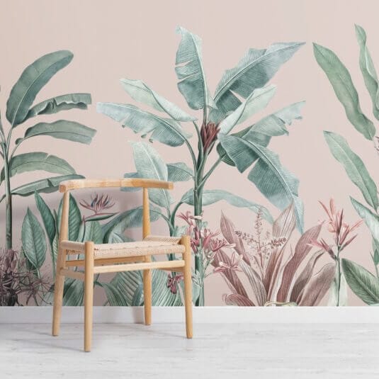 vẽ tranh tường lá chuối