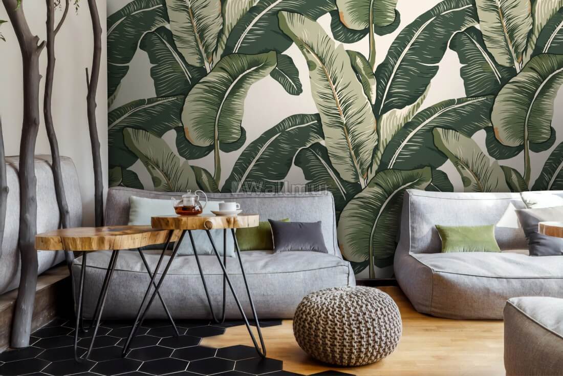 vẽ tranh tường lá chuối