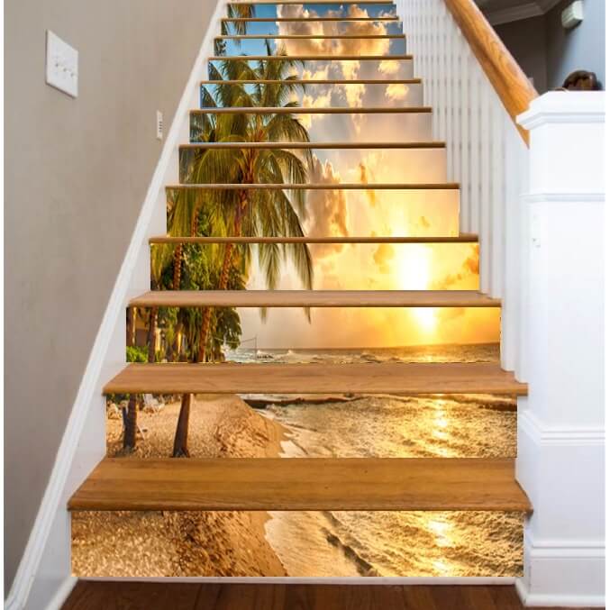 cau thang bien vẽ tranh tường Mỹ Thuật Sen Việt