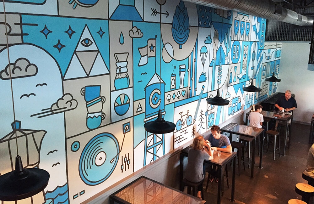 50 Mẫu Vẽ Tranh Tường 2D & 3D Quán Cafe Đẹp Mắt Ấn Tượng