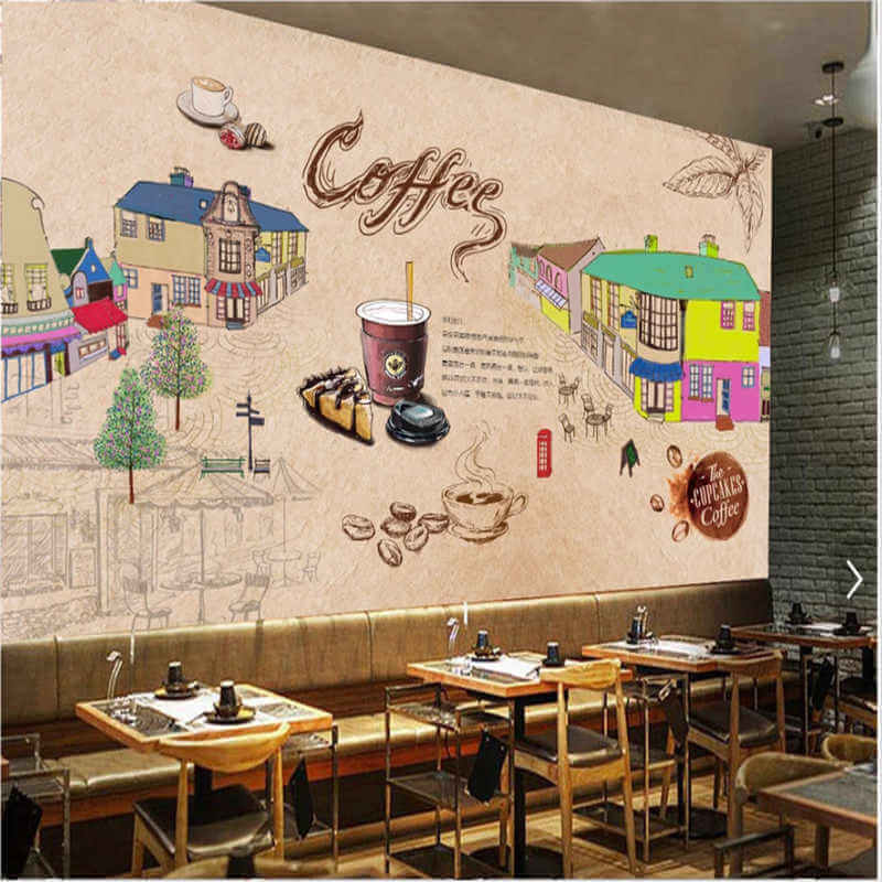 Vẽ tranh tường 3D quán cafe
