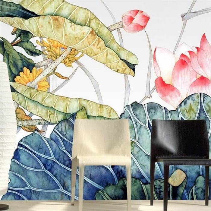 vẽ tranh tường hoa sen