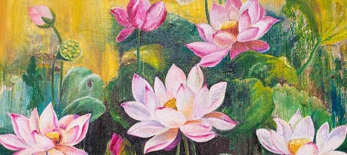 vẽ tranh tường hoa sen