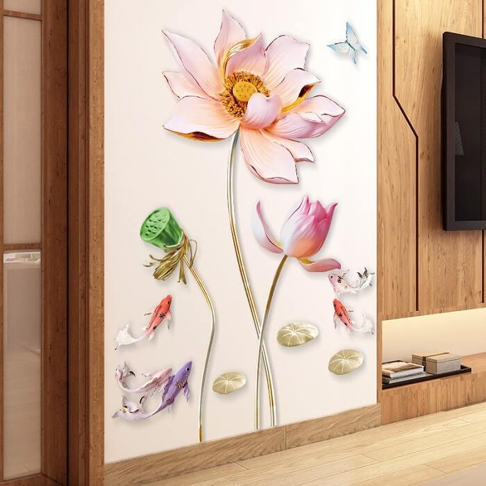 vẽ tranh tường hoa sen