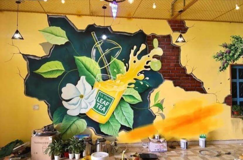 ve tranh tuong quan cafe1 vẽ tranh tường Mỹ Thuật Sen Việt