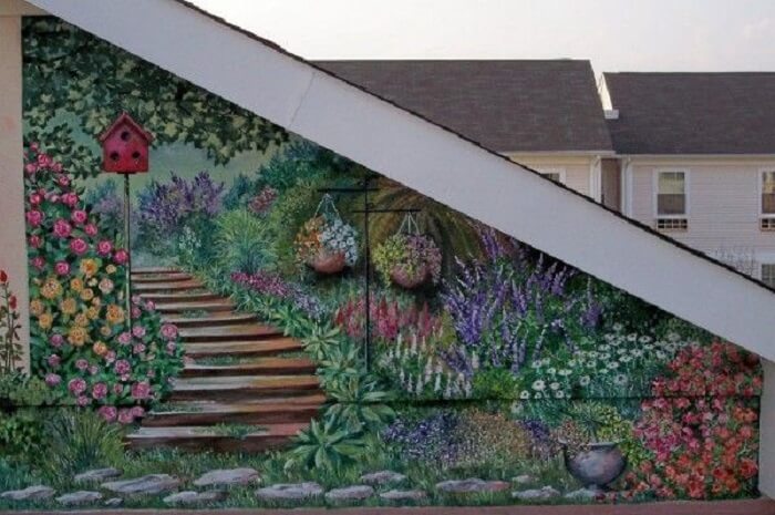 vẽ tranh tường sân vườn